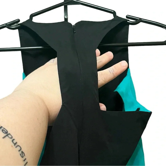 Teal and Black vintage bebe thong bodysuit with snaps, size XS - Picture 6 of 7